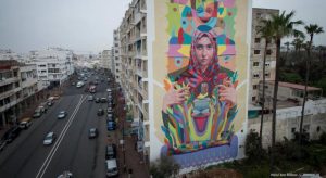 جدارية في إحدى الشوارع الرئيسية في العاصمة الرباط